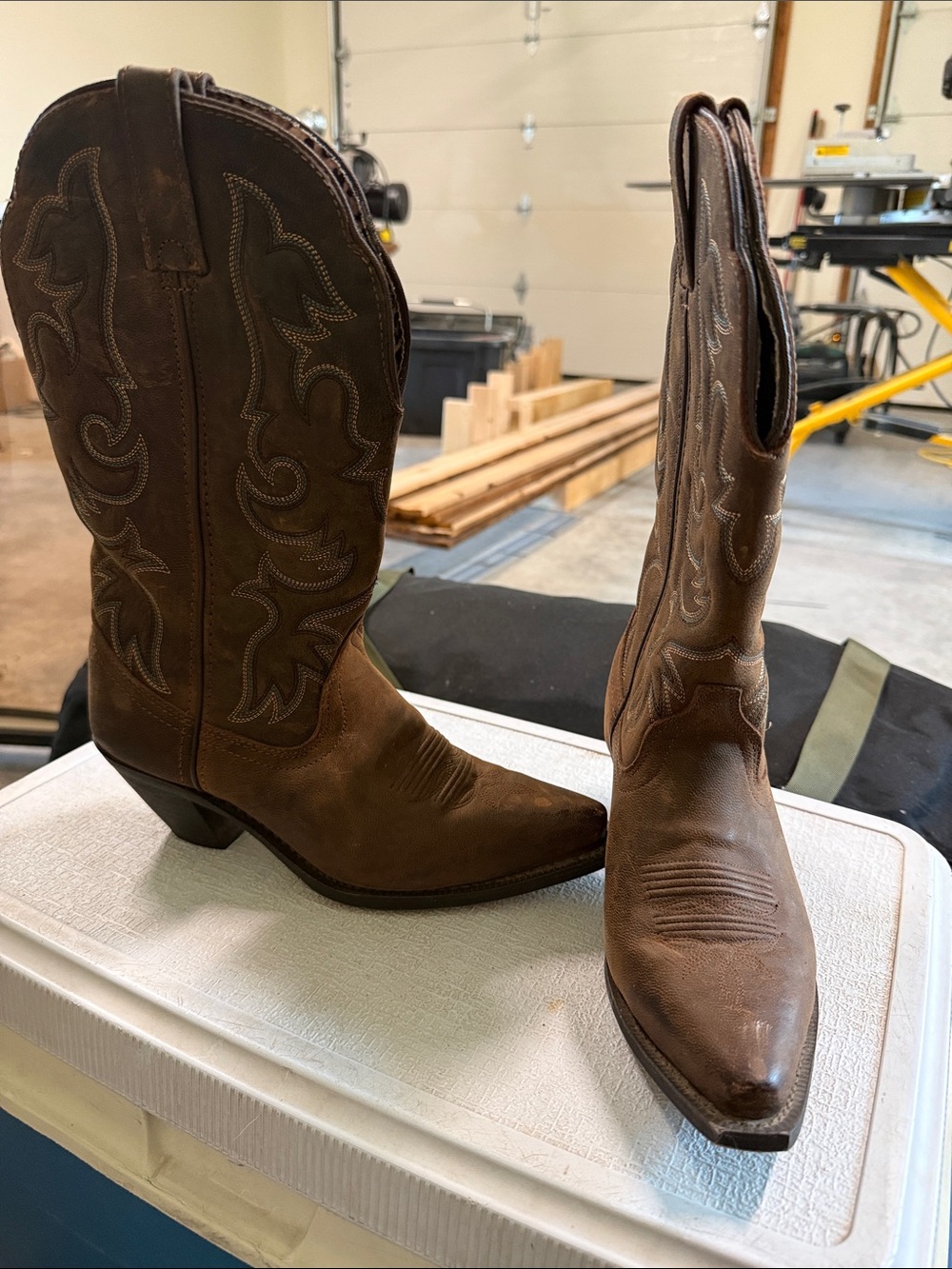 Classic Brown Leather Cowboy Boots
